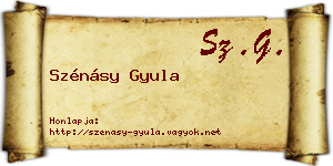 Szénásy Gyula névjegykártya