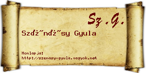 Szénásy Gyula névjegykártya